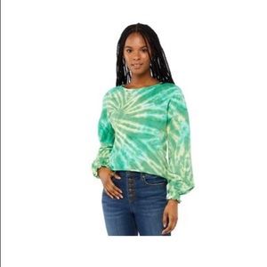 SCOOP Womens Smocked Cuff Lightweight Sweatshirt Size large 12-14 Tie Dye New